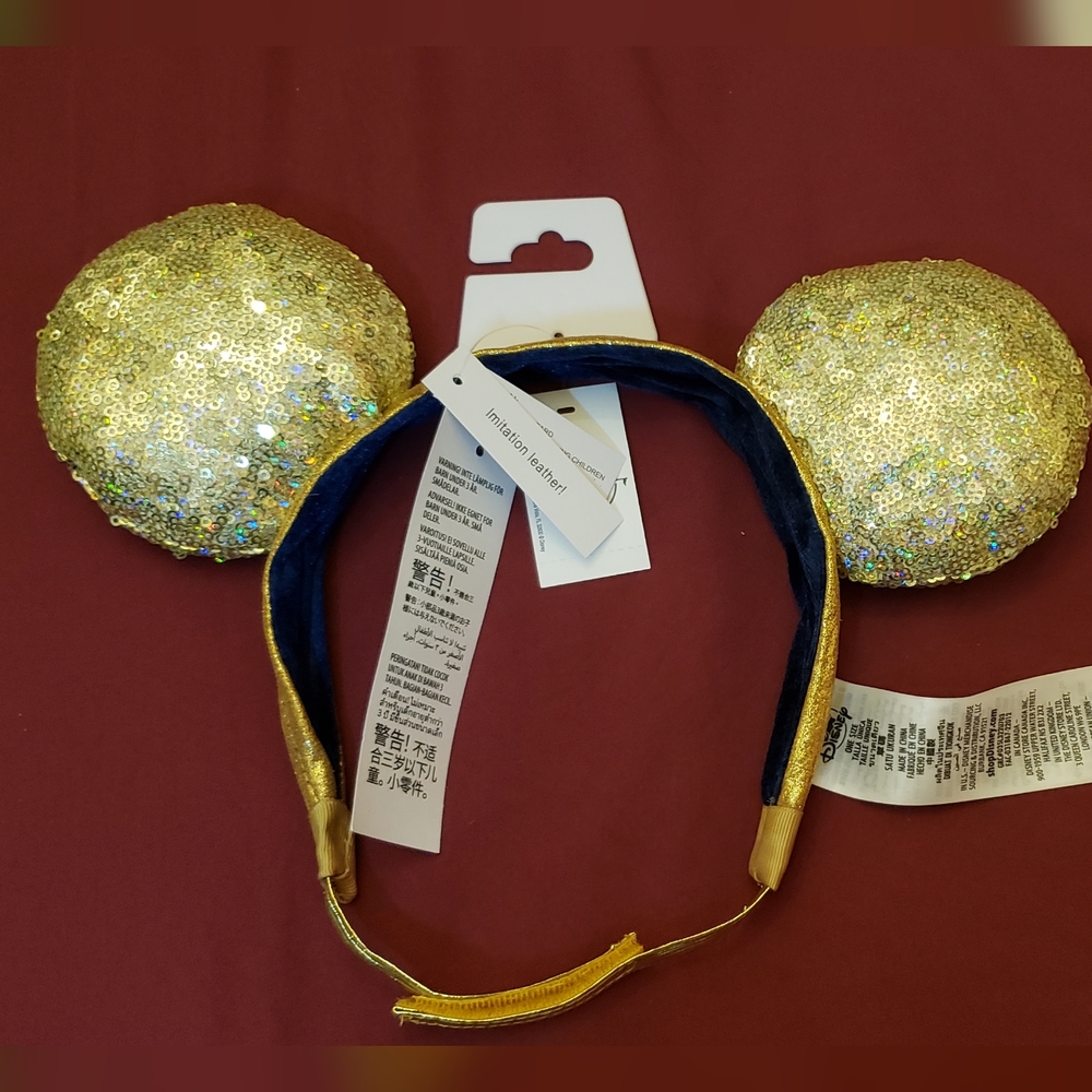 🆕️💛 Disney Parks Gold Elastic and Velcro Ears
